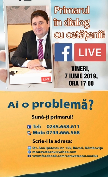 Administraţie on-line! Primarul din Răcari acordă audienţe pe facebook