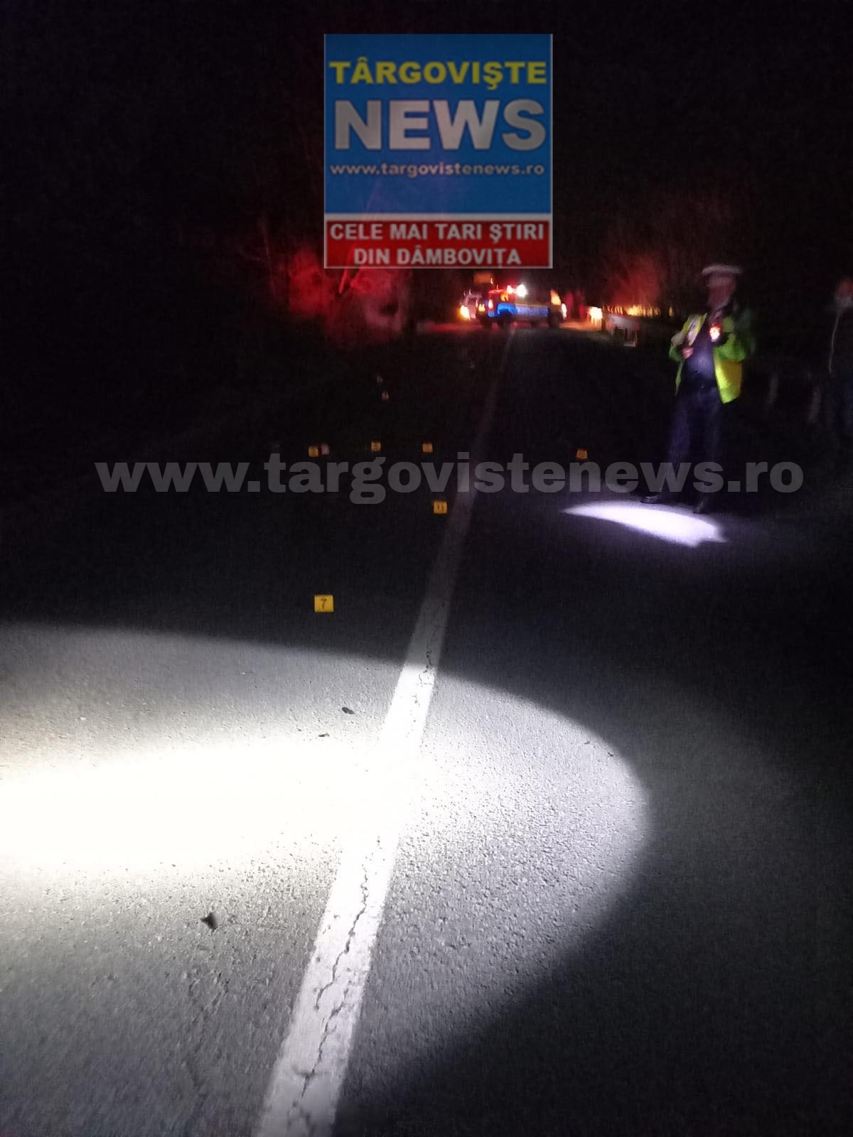 Accident mortal, pe DN 71, la Dealu Mare. O şoferiţă a dat cu maşina peste un pieton care s-ar fi aflat întins pe asfalt