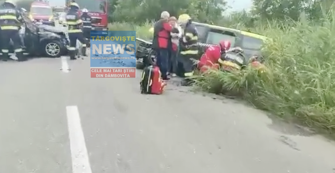 VIDEO – Accident grav, cu 5 victime, la Gura Ocniței. O tânără a intrat cu mașina pe contrasens după ce s-a uitat în telefon