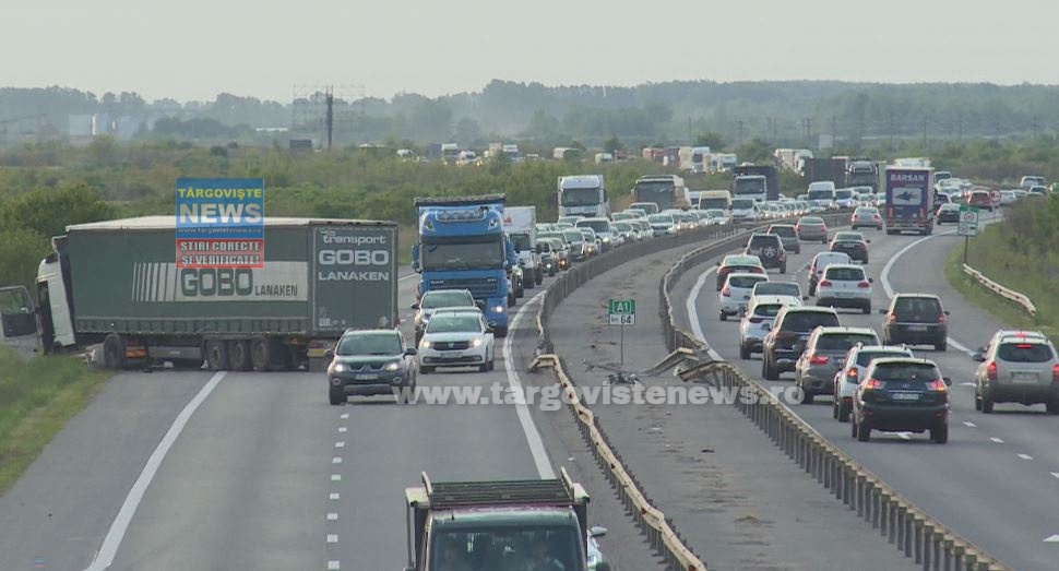 Accident pe Autostrada București – Pitești. Două persoane au fost transportate la spital