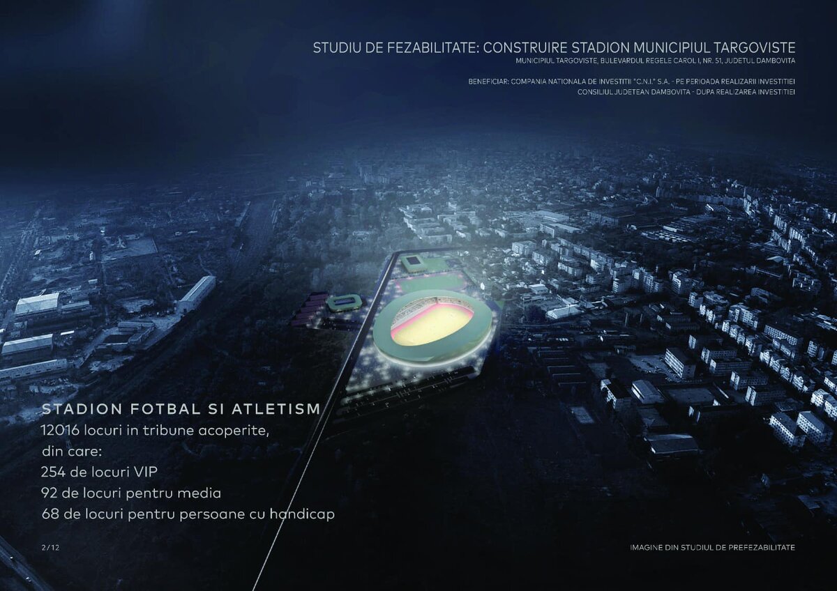 CJ Dâmboviţa – Noul stadion de la Târgovişte va avea peste 12 mii de locuri! A fost lansată licitaţia