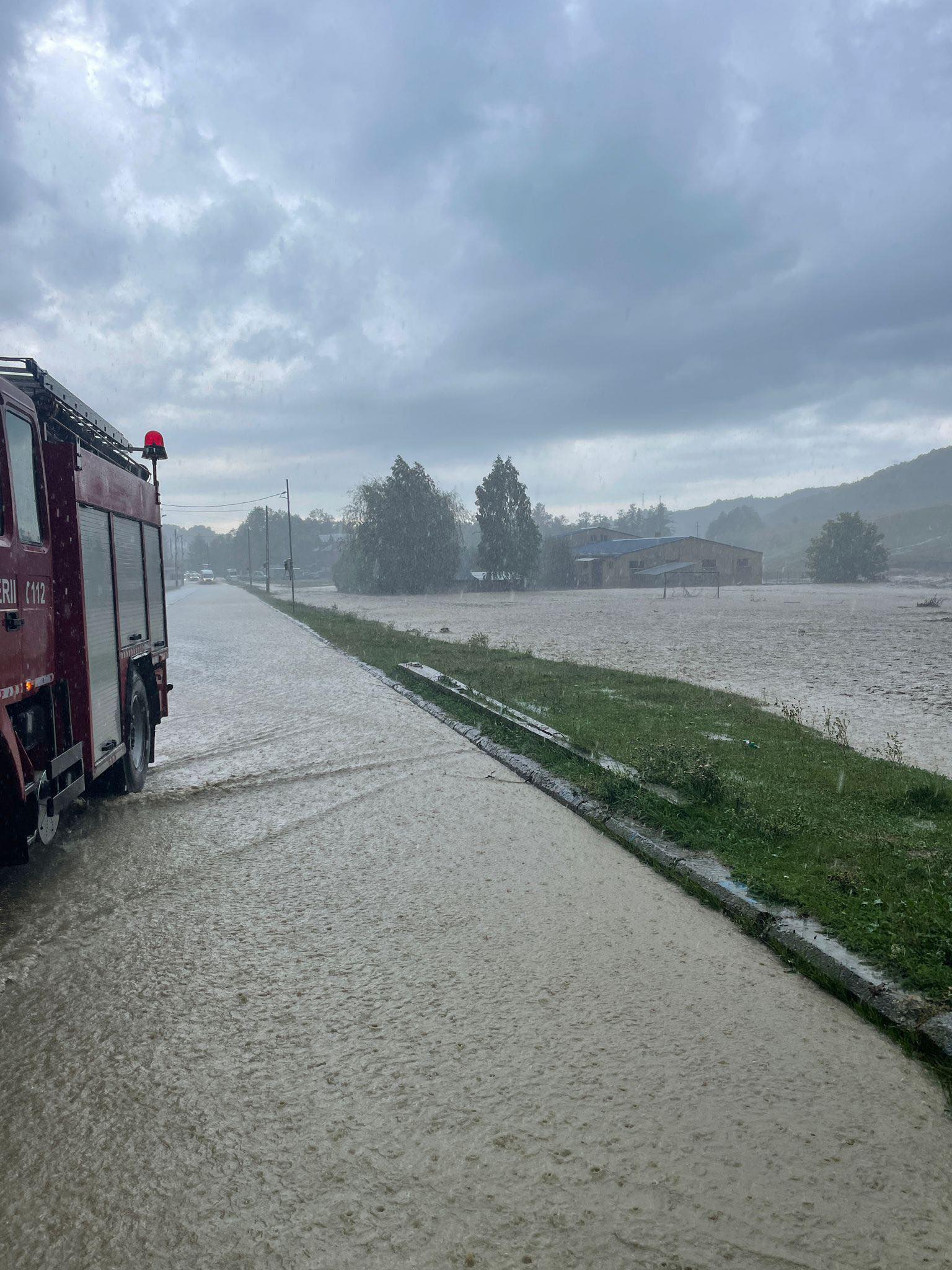 ACUM – Pârâul Ialomicioara a ieșit din matcă și a inundat drumul, ferma de cai și mai multe gospodării