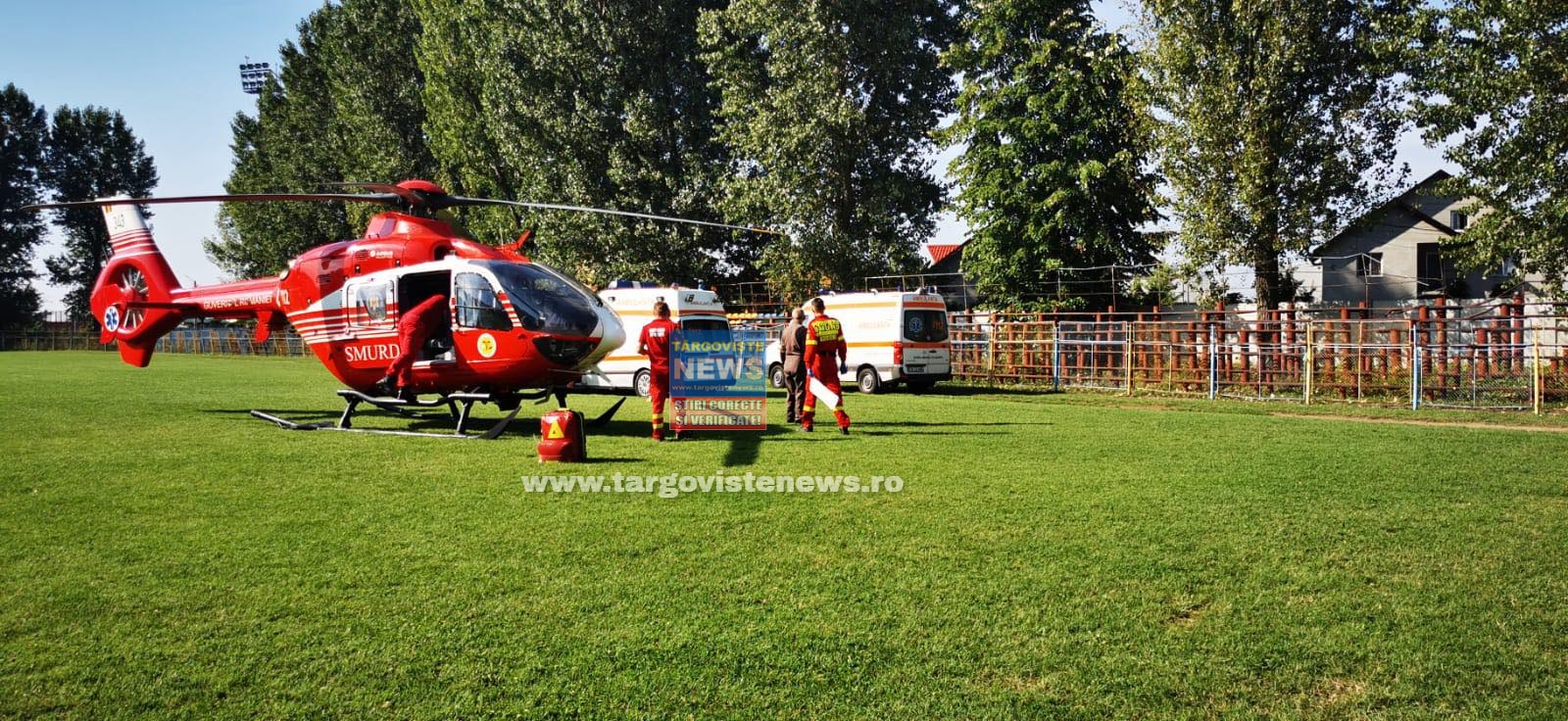 ACUM, Titu – Elicopterul SMURD intervine de urgenţă după ce un copil de doi anişori a fost grav rănit într-un accident de circulaţie