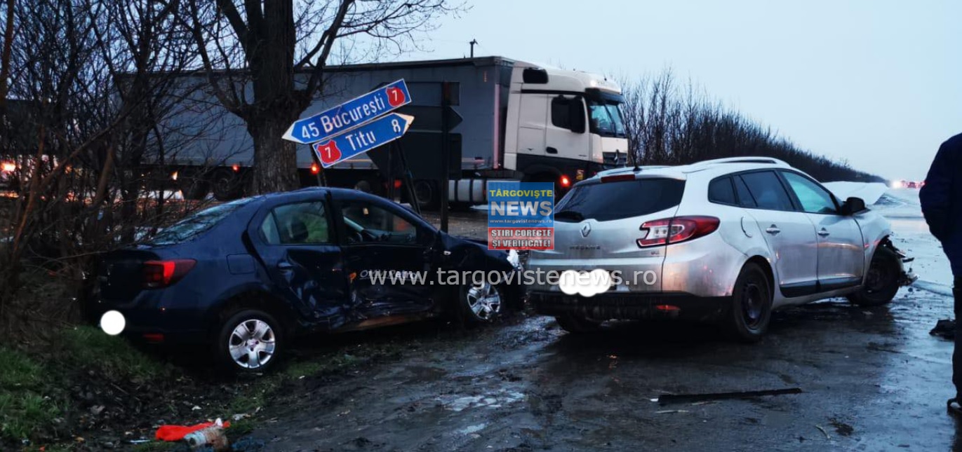 FOTO/VIDEO: Impact violent între două maşini, pe DN 7, lângă Serdanu, Lunguleţu. Un pasager a fost preluat de ambulanţă