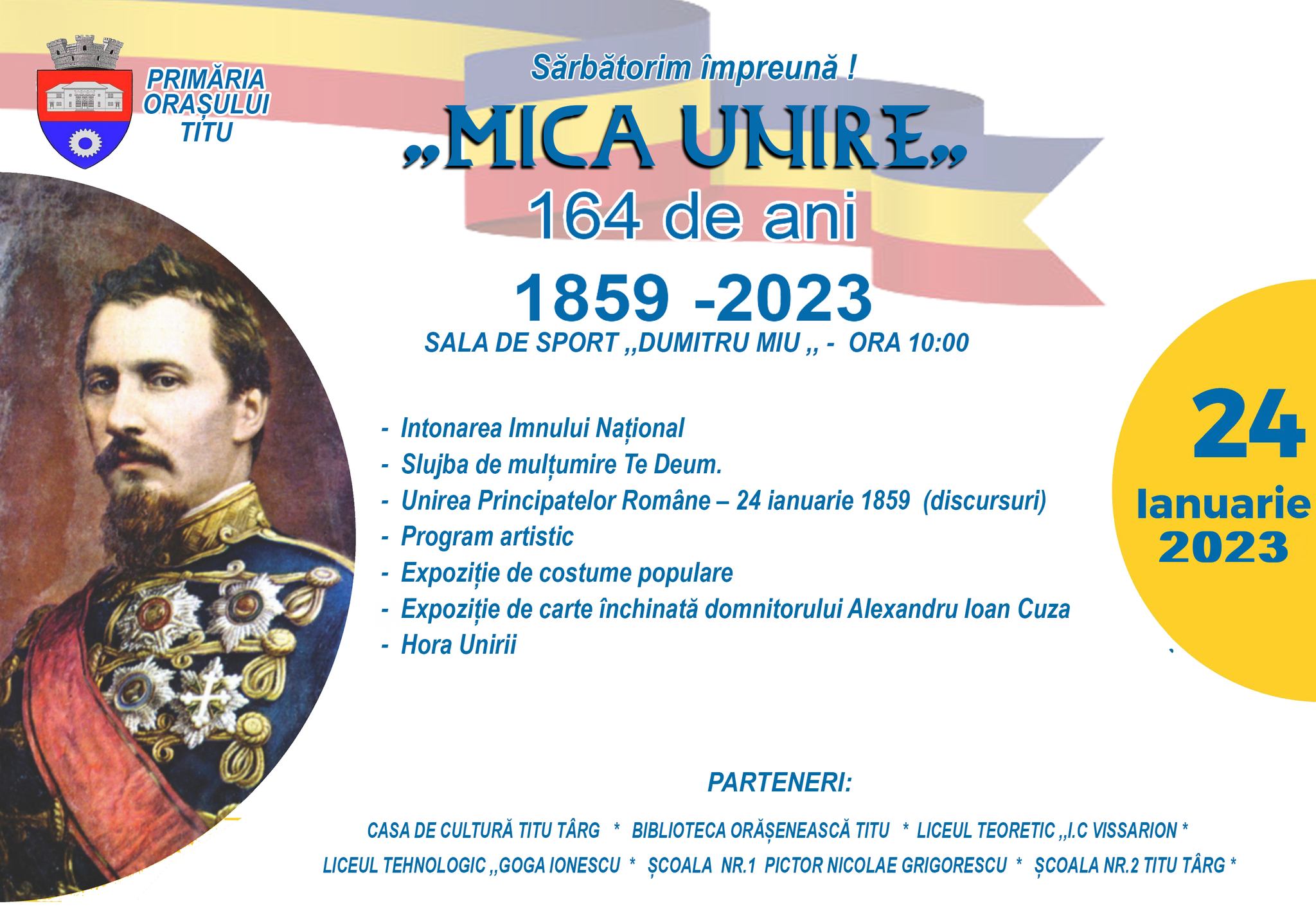 Primăria Titu – Sărbătorim împreună 164 de ani de la “MICA UNIRE”!