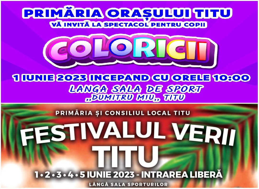Primăria orașului Titu vă invită la spectacole pentru toate vârstele