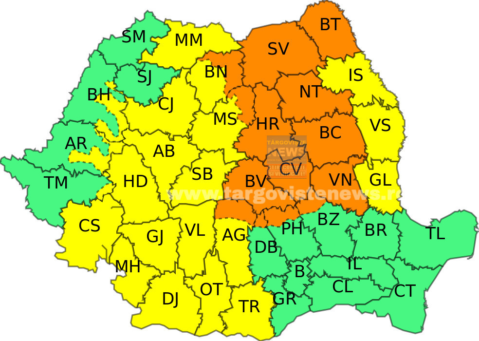 Meteorologii au emis un Cod portocaliu de ploi și vijelii, valabil pentru zona montană din județul Dâmbovița