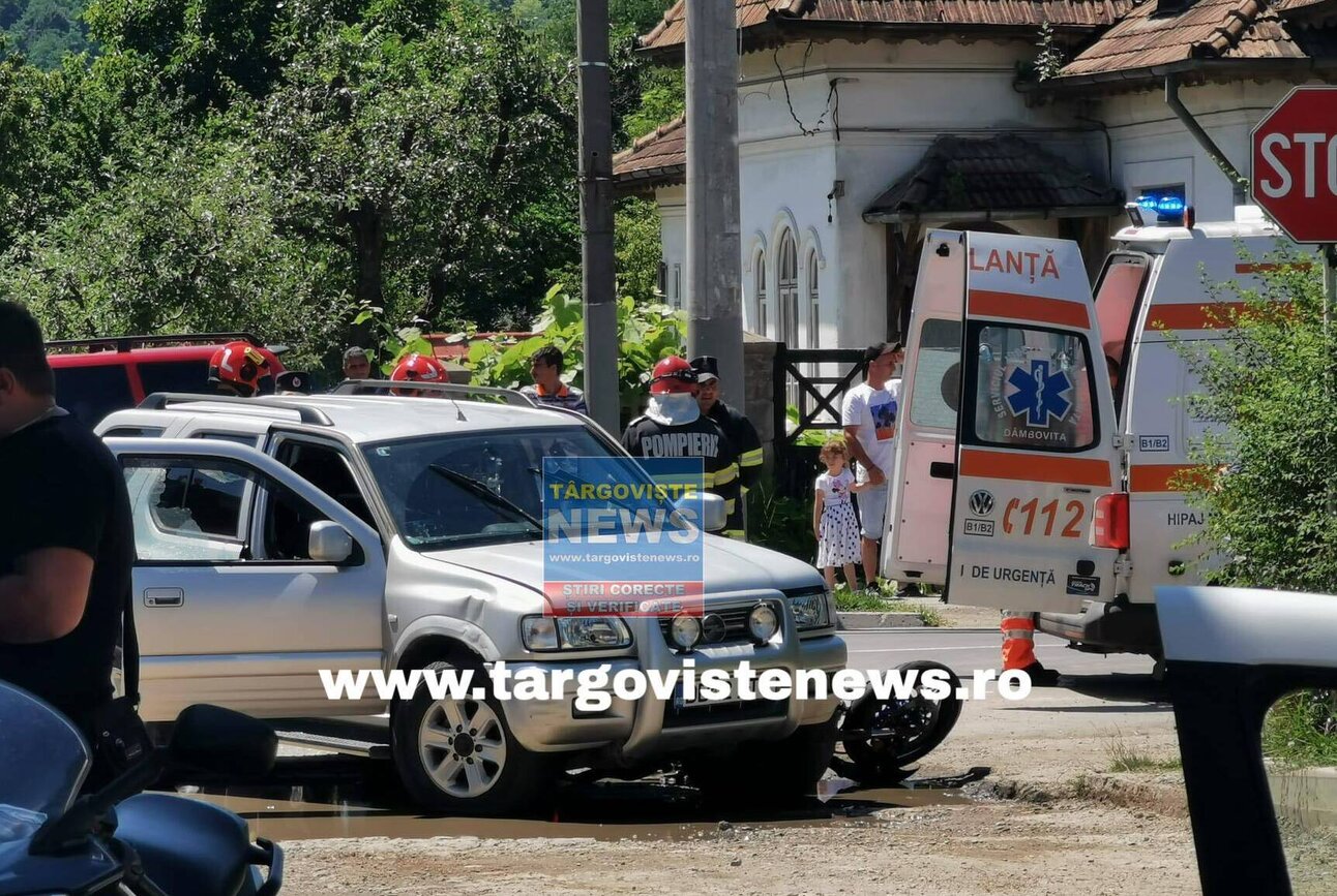 ACUM – Accident pe DN 71,  în Pucioasa. Un motociclist este în stare gravă
