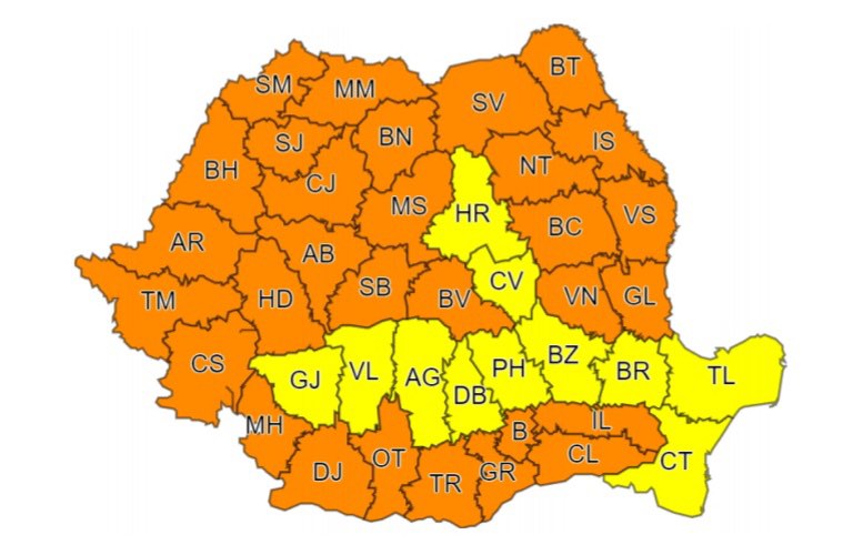 Meteorologii au emis o avertizare Cod galben, pentru județul Dâmbovița
