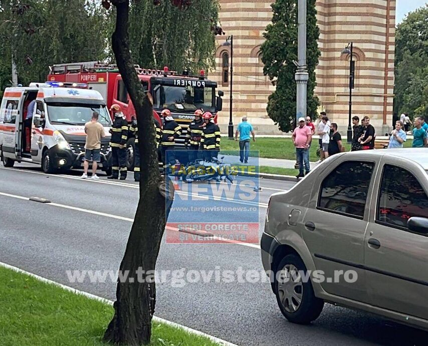 Un motociclist a fost rănit de o mașină, în centrul orașului Târgoviște