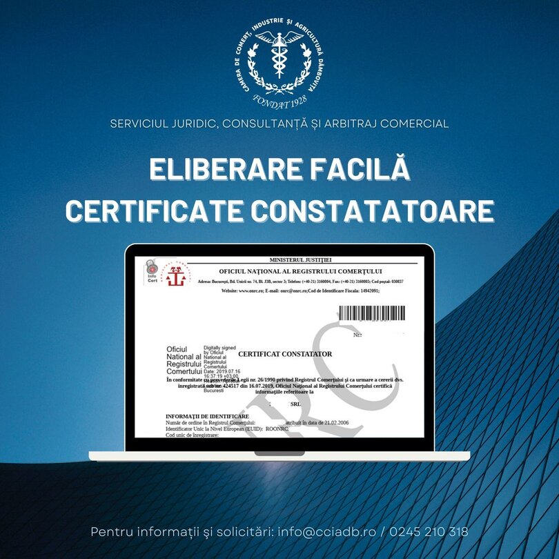 Aveți nevoie de certificate constatatoare extinse? Camera de Comerț Dâmbovița vă vine în ajutor