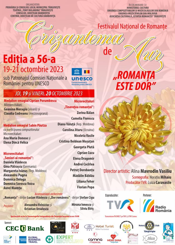 AZI: Începe Festivalul Național de Romanțe ”Crizantema de aur”! Tema acestei ediții: Romanța este dor