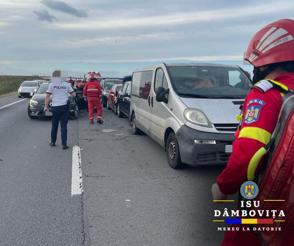 Accident cu 10 mașini, pe A1 București – Pitești