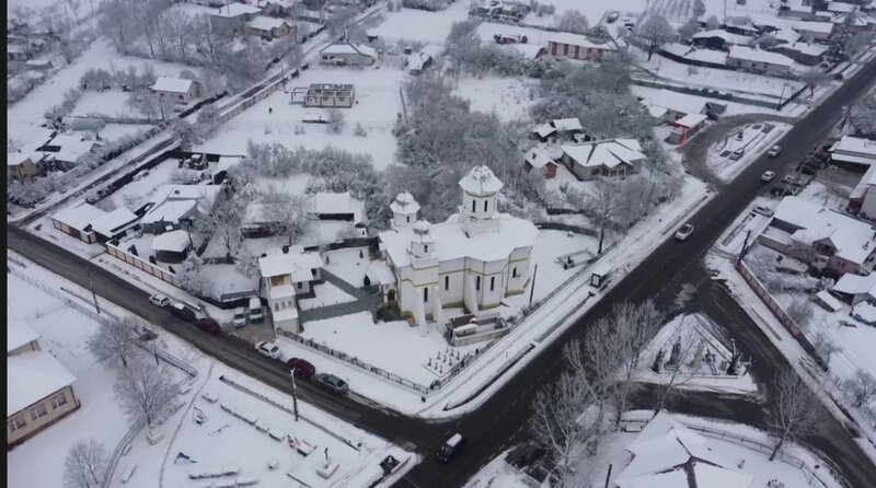 Imagini splendide, după prima zăpadă, în comuna Vișina. Peisajele mirifice, surprinse din dronă