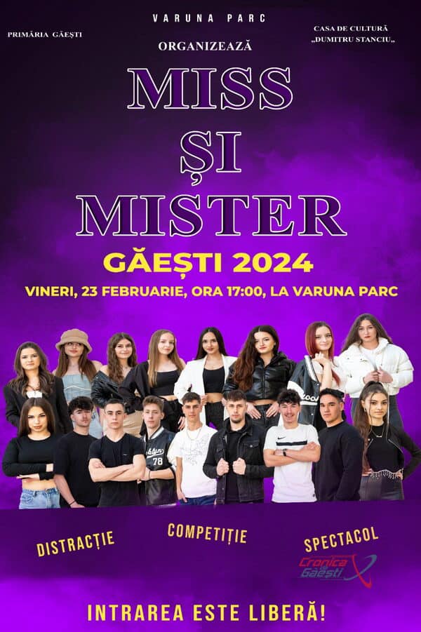 Vineri, 23 februarie: Miss şi Mister Găeşti 2024!
