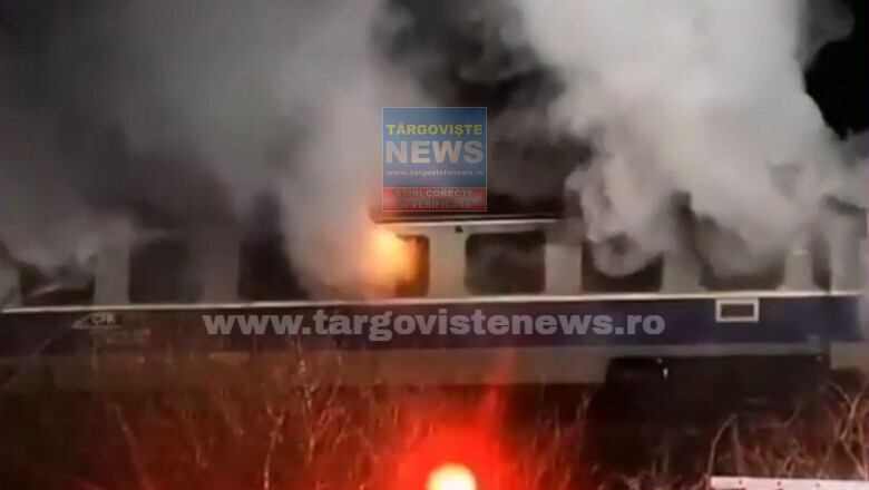 Vagonul unui tren a luat foc, azi-dimineaţă, la Titu. 20 de călători, evacuaţi