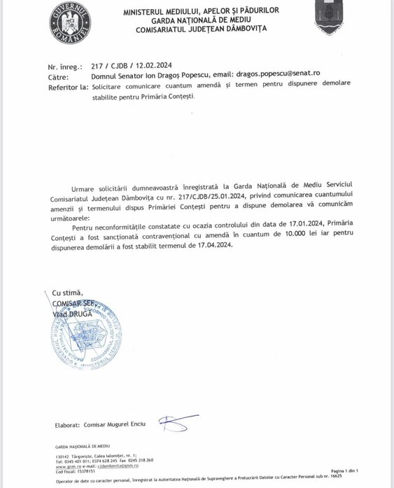 Senatorul Dragoş Popescu: “Așa înțeleg ei să ne informeze transparent despre dezvoltarea județului! Prin promisiuni mincinoase!”