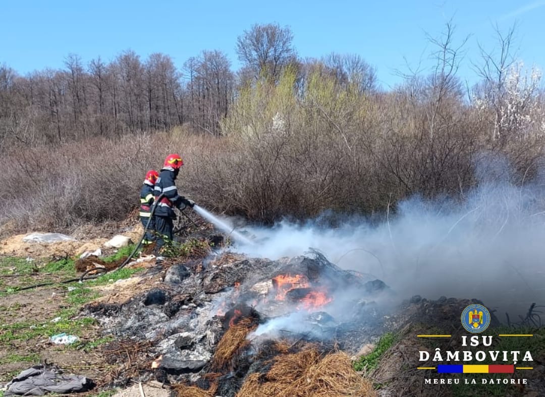 Incendiu de vegetație uscată si gunoi, la Uliesti