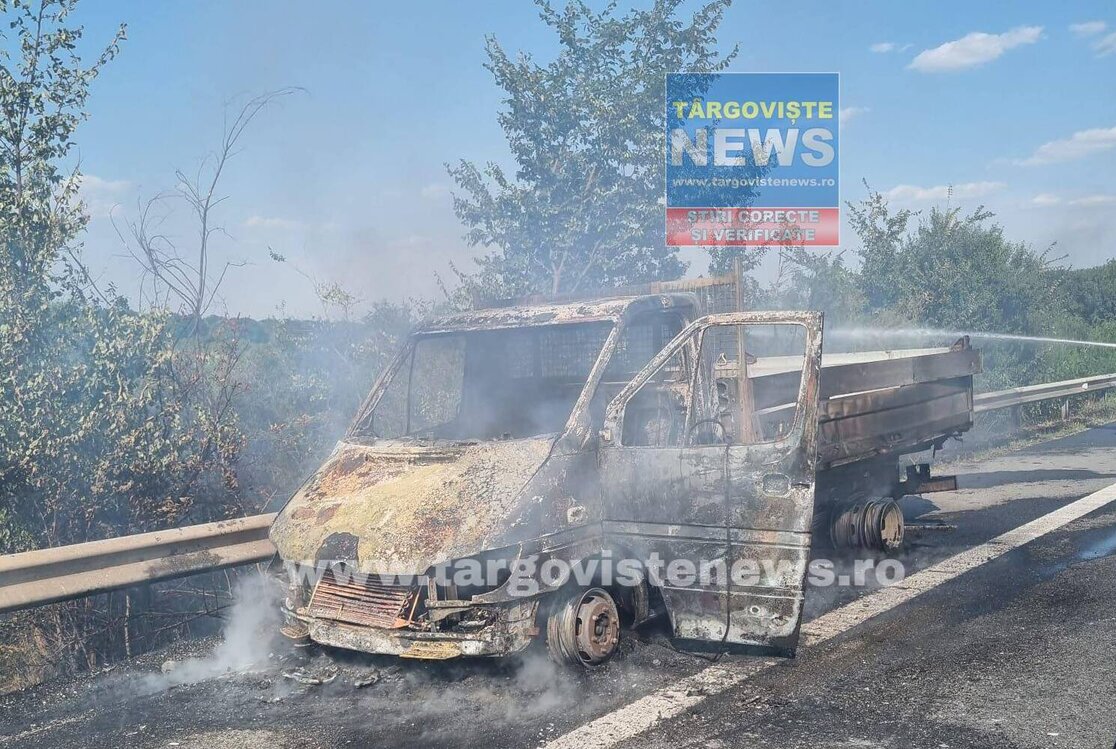 O camionetă şi un microbuz de marfă s-au făcut scrum pe Autostrada Bucureşti – Piteşti