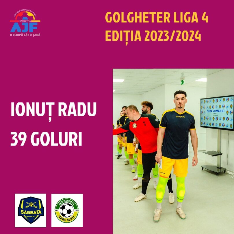 Ionuț Radu, liderul marcatorilor în Liga a 4 a, ediția 2023/2024, cu 39 de reușite